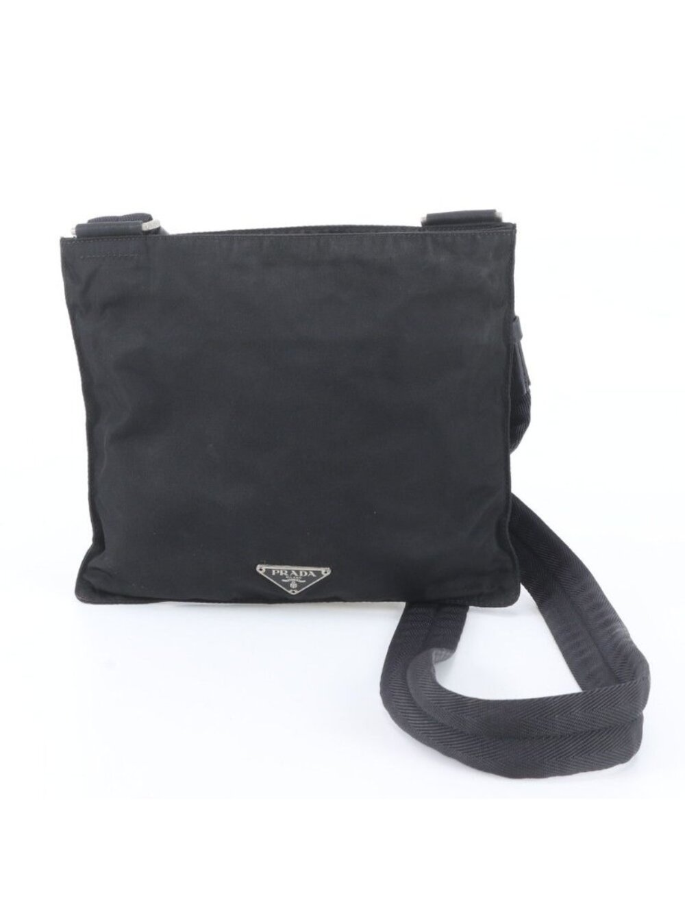 Prada Tessuto Nylon Triangle Logo Shoulder Bag Crossbody Messenger Black
